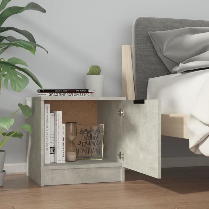 LESS Table de chevet Gris béton 40x39x40 cm A3 - Cdiscount Maison