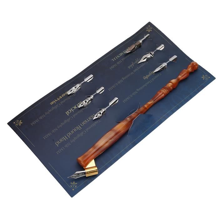 Stylo Plume Calligraphie Couleurs Noël Avec Support Fa14 - Neuf Avec étiquettes