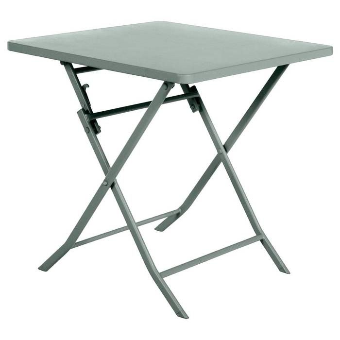 Table de jardin pliante carrée Greensboro vert olive 2 places en acier traité époxy - Hespéride Table de jardin pliante carrée Greensboro vert olive 2 places en acier traité époxy - Hespéride