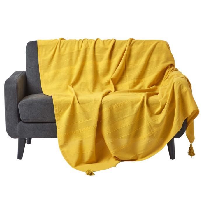 Jeté de lit ou de canapé Rajput Jaune 255 x 360 cm Jeté de lit ou de canapé Rajput Jaune 255 x 360 cm