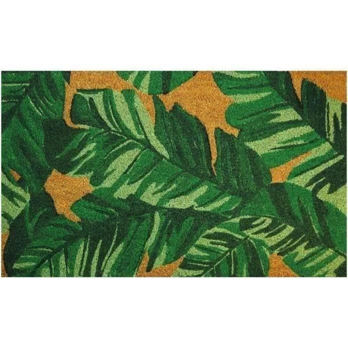Tapis coco naturel feuilles 45x75cm