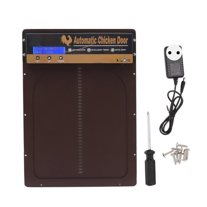 Comparer les prix de KIMISS Porte automatique de poulailler avec minuterie Ouvre-porte automatique de poulailler à piles avec minuterie 100‑240 V