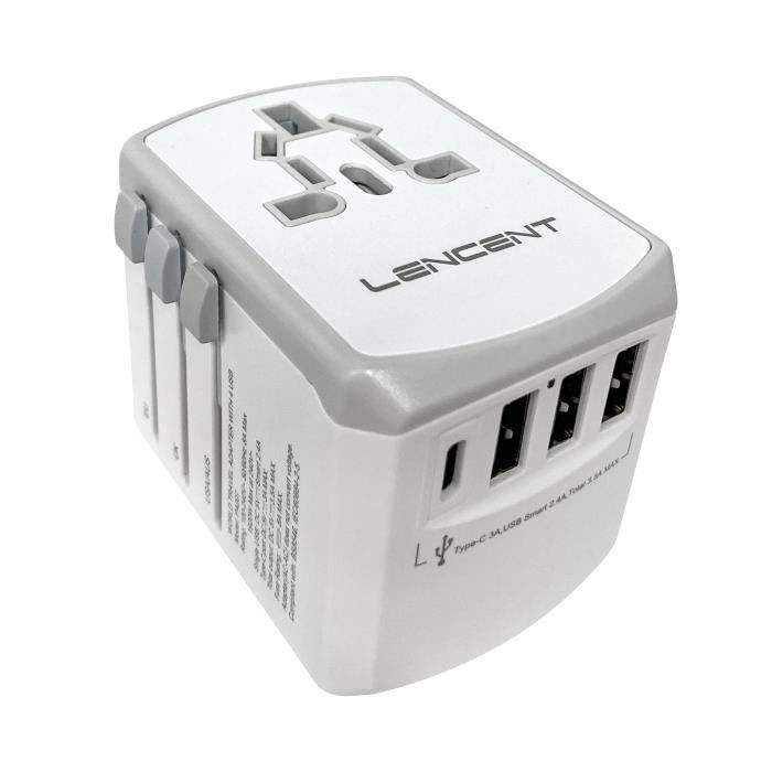 Adaptateur De Voyage Universel Avec PD20W, 2 USB 1 USB C Et 1 AC