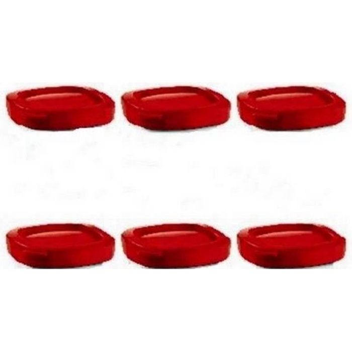 Lot de 6 couvercles rouges pot à yaourt SS-1530000653