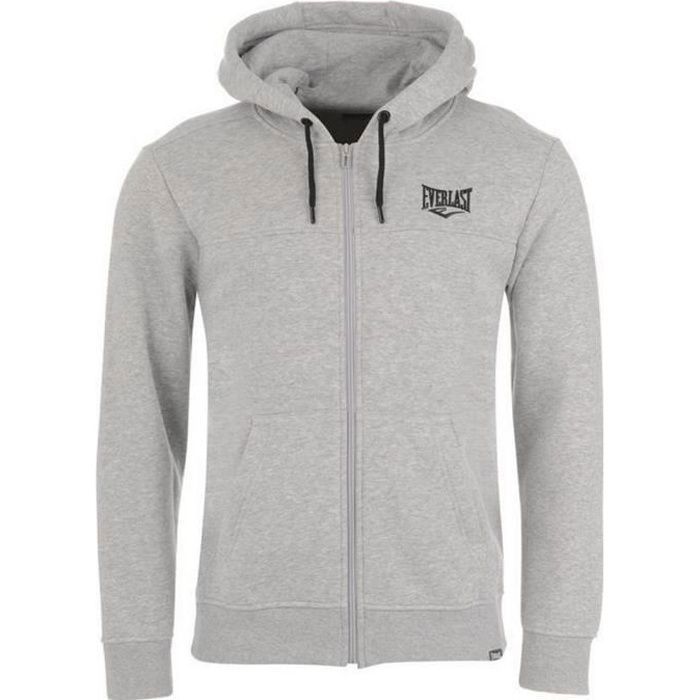 Sweat Shirt Homme Zippé à Capuche Everlast New One Gris