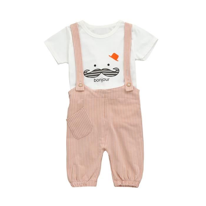 Enfant Barbe Bebe Imprimer Manches Courtes T Shirt A Rayures Salopette Bonjour Tenues Rose Xl Rose Rose Cdiscount Pret A Porter