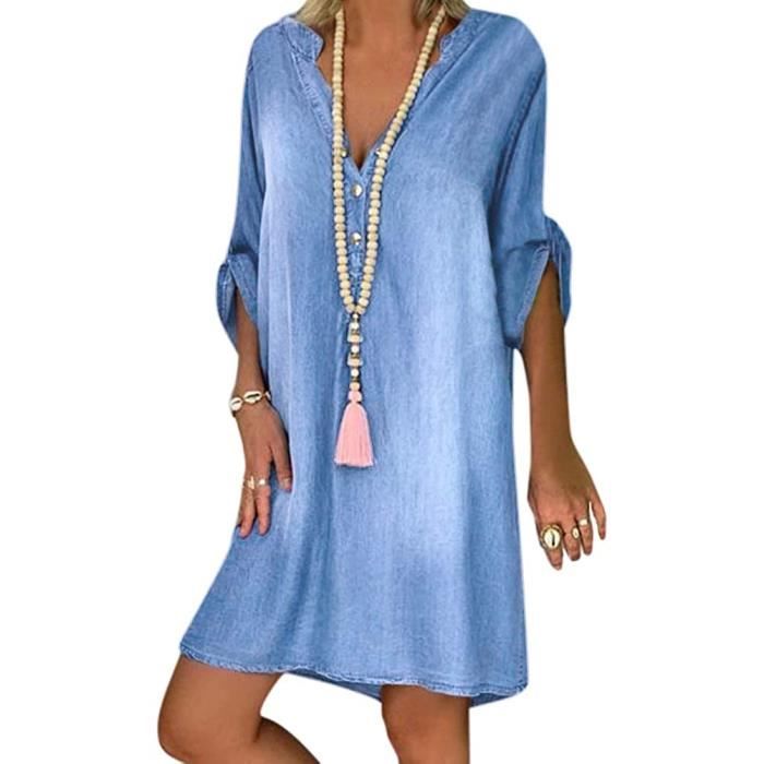 Chemise jean femme longue deals