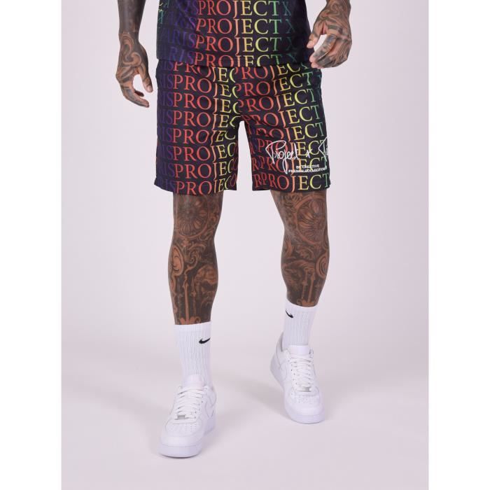 PROJECT X PARIS Short motif logo dégradé arc-en-ciel - Homme