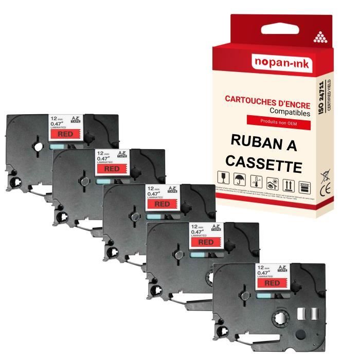 Cassette Ruban Pour étiqueteuse P-touch - 12 Mm X 8 M - Blanc - Résistant à L'eau Et à L'abrasion