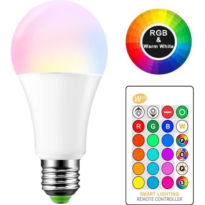 15W RGBW LED Ampoule E27 Changement de Couleur Atmosphère D'éclairage