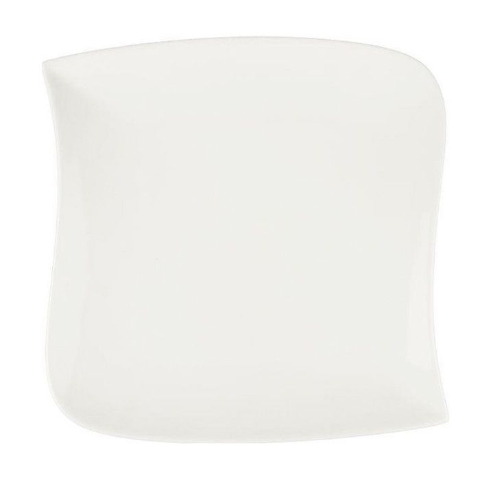 Lot de 6 Assiettes Plates Carrées Vague 25cm Blanc Lot de 6 Assiettes Plates Carrées Vague 25cm Blanc