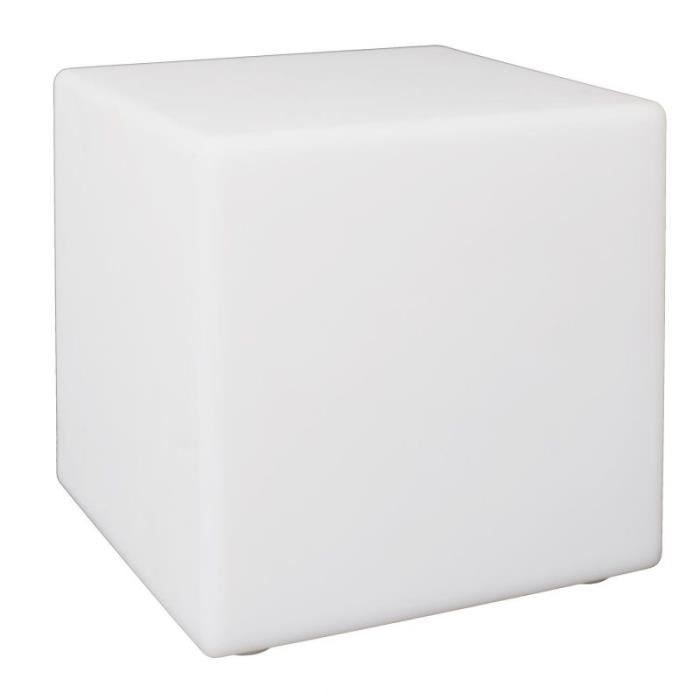 lampe cube d'extérieur "télécommande" 25cm blanc - paris prix