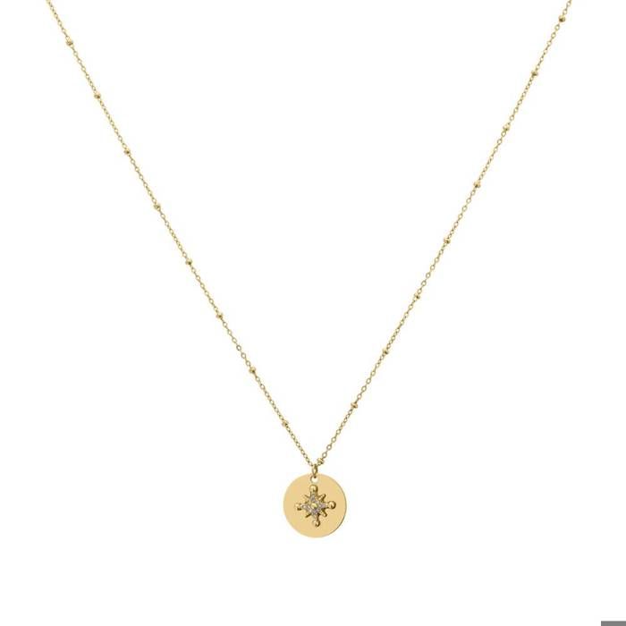 Chaîne Femme Avec Pendentif Métal Doré Et Petite Pierre Taillée Movitex - Occasion Excellent état