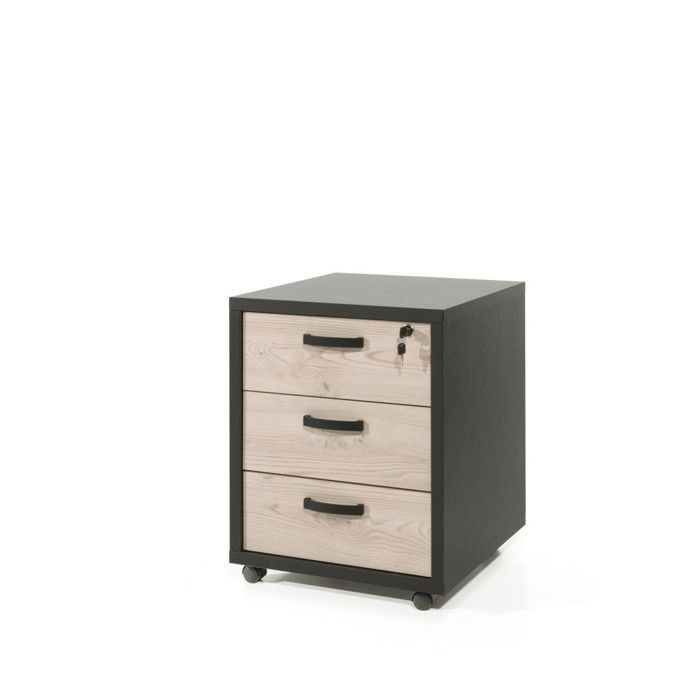 Caisson de rangement bureau 3 tiroirs Chêne et Noir Collection DEPÉ Meublorama Caisson de rangement bureau 3 tiroirs Chêne et Noir Collection DEPÉ Meublorama