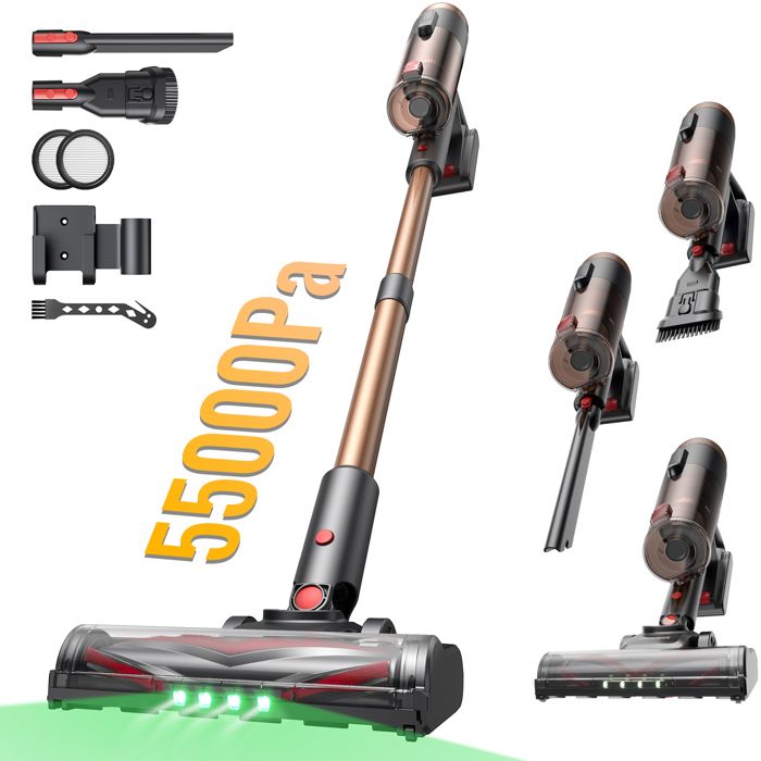 Proscenic aspirateur balai sans fil P11 Ultra Aspiration 55 kPa-Brosse Anti Emmêlement - Pivot flexible à 180°- Design Autonome