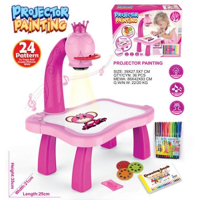LOVOICE Bureau d/'apprentissage pour Enfants avec Projecteur Intelligent Table de projecteur de Dessin d/'enfants,Outils éducatifs pour Enfants
