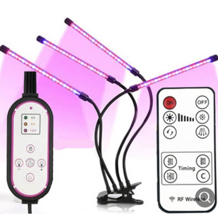 Lampe LED Pour Plantes D'intérieur - 4 Têtes, Minuterie Automatique 3/9/12h, 3 Modes De Spectre (20W), éclairage à Spectre Complet