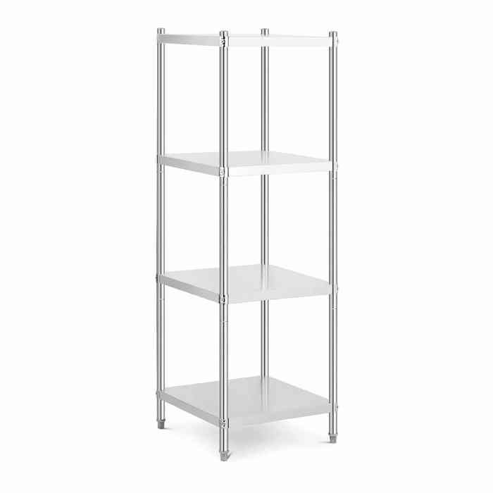 Étagère Inox 4 Niveaux Royal Catering - 80x40x180 Cm, Capacité 200 Kg, Pour Cuisine Pro Ou Maison