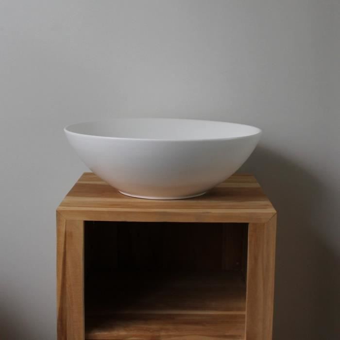 Vasque à Poser Ronde - Céramique Blanc Mat - 41 cm - Casual - Rue du Bain