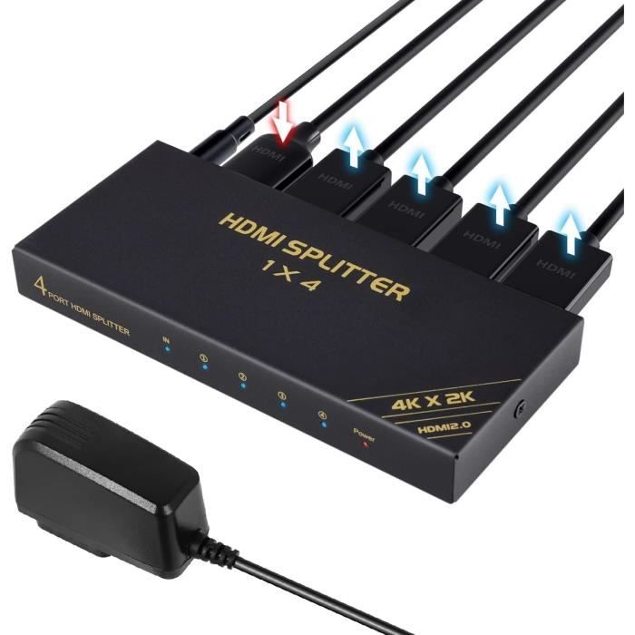 LiNKFOR Répartiteur HDMI 1 Entrée 8 Sorties 4K 30Hz 3D - Splitter HDMI Avec Alimentation