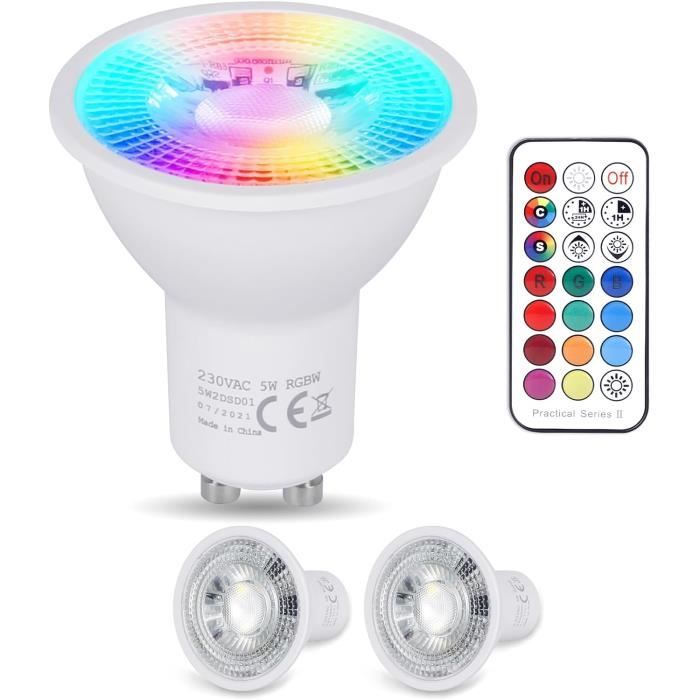 Ampoule LED GU10 Blanc Froid 5W,6000k RGB Dimmable Ampoule Couleur,Spot Changementde Couleur