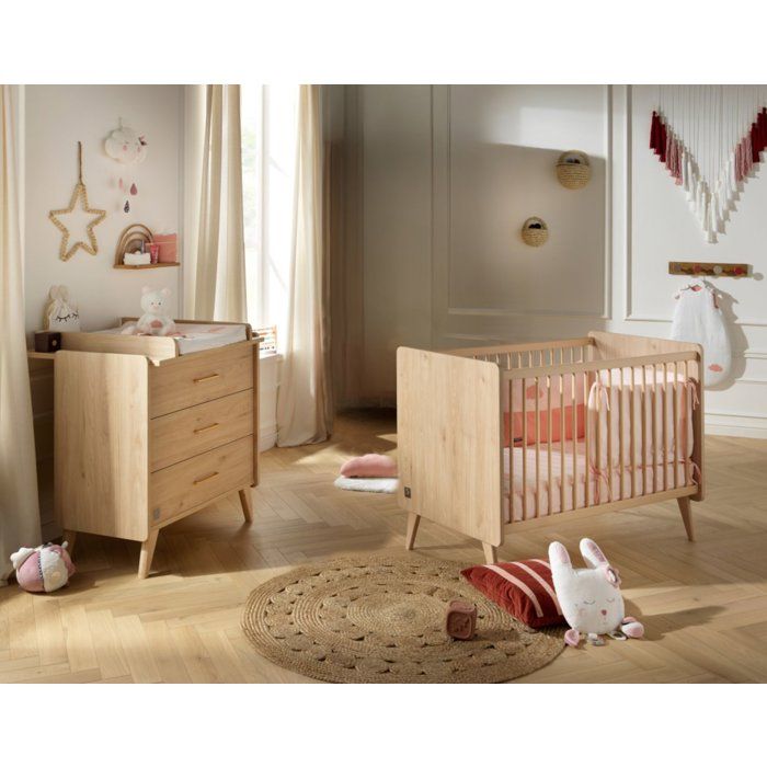 Chambre bébé duo - Lit 120 x 60 cm + Commode 3 tiroirs - Arty - SAUTHON