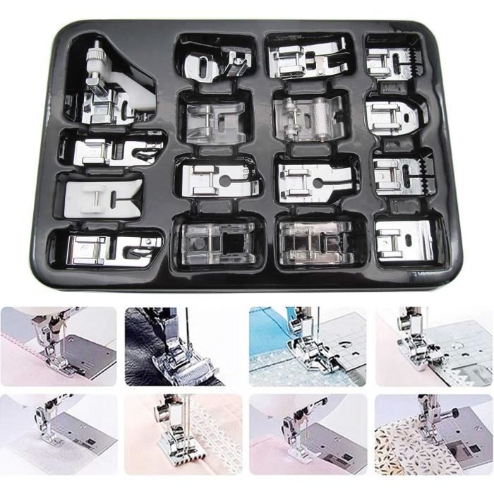 Kit 11 Pieds Presseurs Machine à Coudre - Compatible Singer Brother Janome - Accessoires Couture