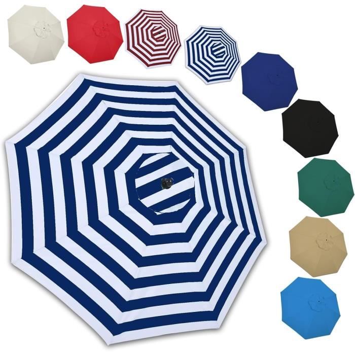 Housse De Remplacement Pour Parasol 2,7m Ou 3m - Toile Imperméable Anti-UV, 8 Baleines, Polyester Résistant - 5