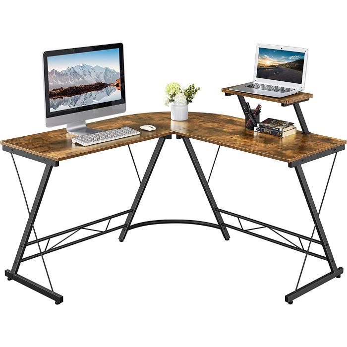 ODK Bureau Gaming Angle, 127x127cm Bureau Gaming avec Support pour Moniteur, Table en L pour Le Travail à Domicile et Gaming, Noir en destockage et reconditionné chez ODK Bureau Gaming Angle, 127x127cm Bureau Gaming avec Support pour Moniteur, Table en L pour Le Travail à Domicile et Gaming, Noir en destockage et reconditionné chez