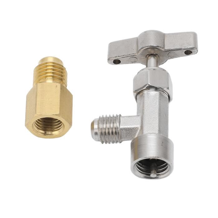 Vanne Recharge Climatiseur Décapsuleur Valve Réfrigérant R600a YINETTECH - Laiton - Filetage 7/16 Vers SAE 1/4 - Auto-Scellant Gas Refrigerante Auto
