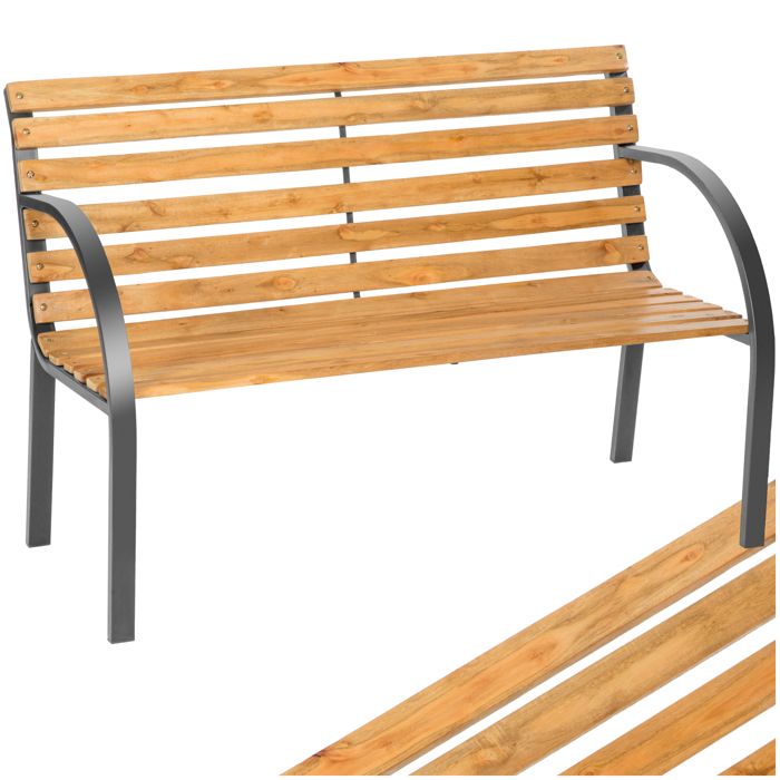 Assise de jardin - TECTAKE - Banc de jardin MICHAELA 2 places stable robuste pin de Chine 1195x62x83 cm - Marron