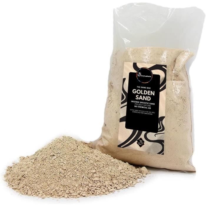 Samsara Sable De Silice Doré Pour Encens Résiste à La Chaleur Des Charbons, Sable Naturel Granulaire Pour Porte-encens 0,1 à 0,4 Mm (500 G