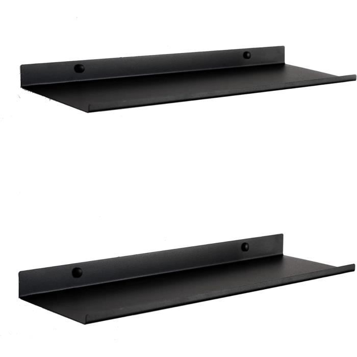 Étagères Murales Flottantes BONTEC Lot De 2 - 40x16.5cm, Capacité 10kg, Noir