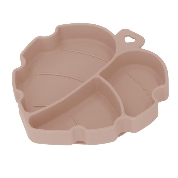 Assiette Compartiment Enfant Set Assiette Bébé Feelhap Avec Ventouse - 4 Compartiments - Silicone Sans BPA - Chiot Rose Design Chiot Rose Cadeau