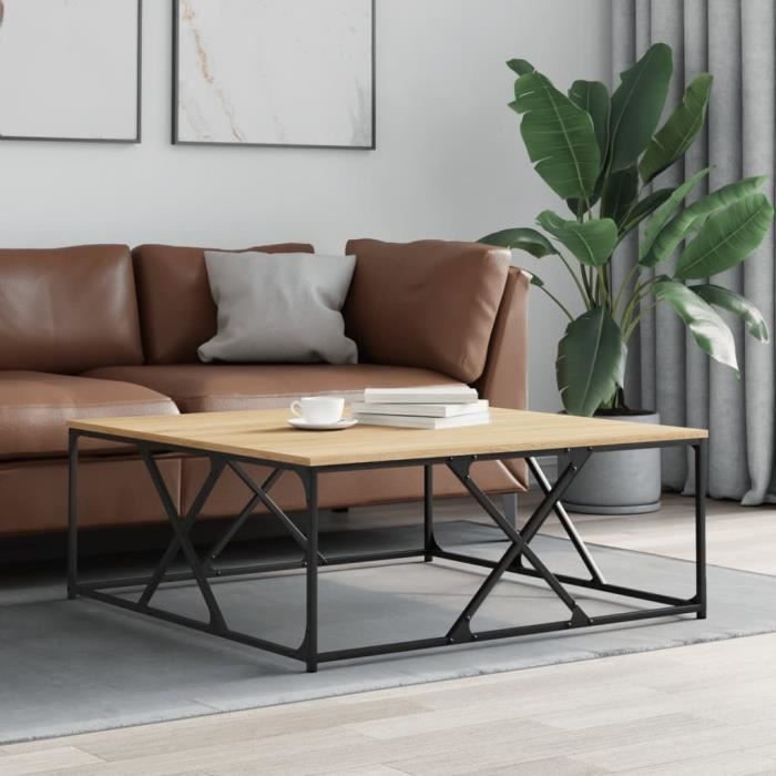 vidaXL Table basse chêne sonoma 100x100x40 cm bois dingénierie 835365