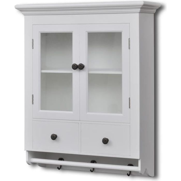 Armoire De Cuisine Murale Avec Porte En Verre Blanc Bois Achat Vente Elements Haut Armoire De Cuisine Murale A Soldes Sur Cdiscount Des Le 20 Janvier Cdiscount