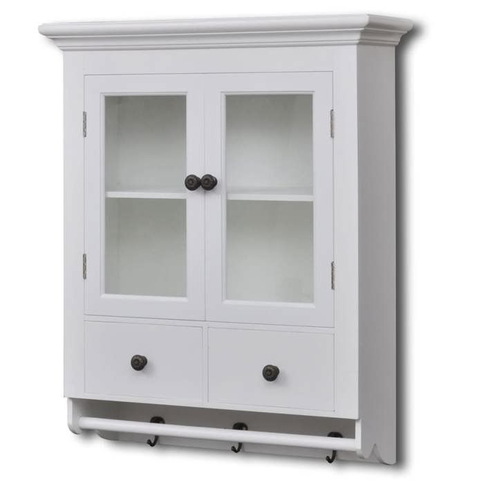 vidaXL Placard mural de cuisine avec porte en verre Bois blanc 241374