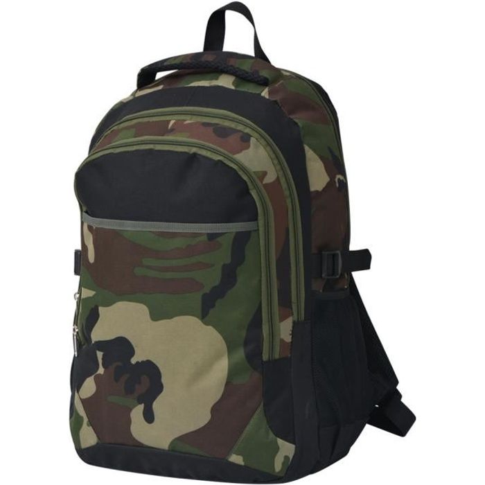 vidaXL Sac à dos décole 40 L noir et camouflage