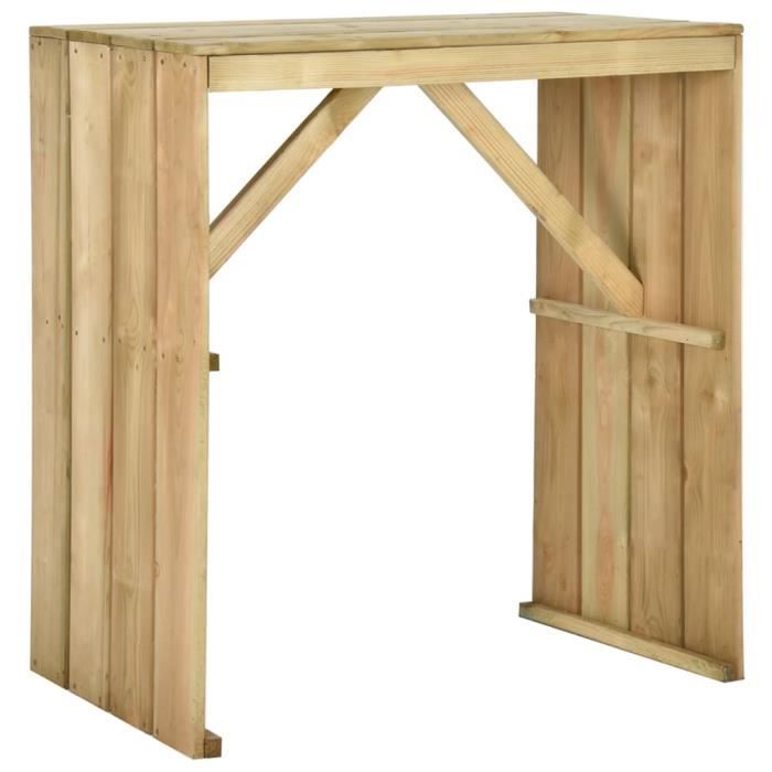 vidaXL Table de bar bois de pin imprégné - vue 2