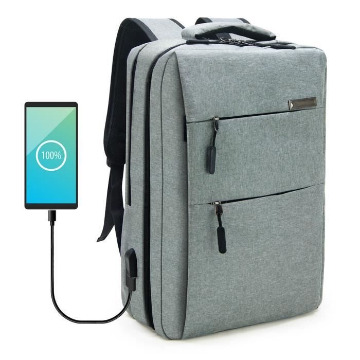 Sac à Dos Ordinateur Portable 15.6 Pouces Homme Imperméable avec USB  Charging Port, Sac à Dos pour Loisirs/Affaire/Scolaire Noir - Cdiscount  Bagagerie - Maroquinerie