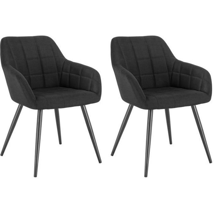 WOLTU 4 X Chaises de Cuisine Confortable,Chaises de Salle à Manger Fait de Lin et métal,Noir BH107sz-4 WOLTU 4 X Chaises de Cuisine Confortable,Chaises de Salle à Manger Fait de Lin et métal,Noir BH107sz-4