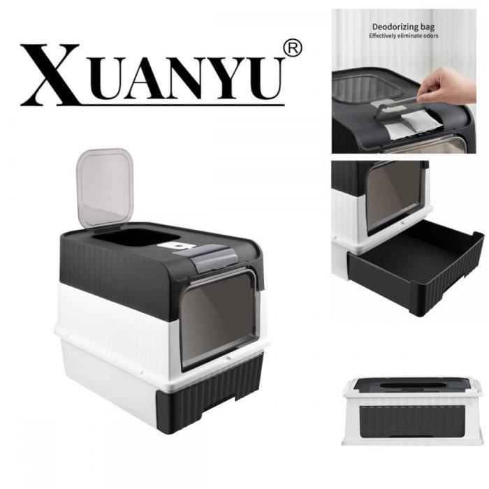 Comparer les prix de XUANYU Maison de Toilette Chat - 49*37*35cm - avec Toit Ouvrant, Porte Battante, Pelle,1PCS à Filtre Charbon Anti-Odeurs-noir