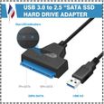  Câbles SATA Convertisseur SATA vers USB3.0 Câble adaptateur USB 3.0 à 2.5"SATA 3 pour disque dur UASP, câble Sata USB 3. 192316 -1