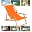 SPRINGOS® Transat de Jardin Chaise longue pliante en bois imprégné Avec accoudoirs - orange-1