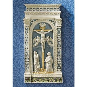 Sculpture Murale Design Toscano "Le Etoile" - Style Art Nouveau - Résine Pierre Blanche Cassé - 33x14x38 Cm