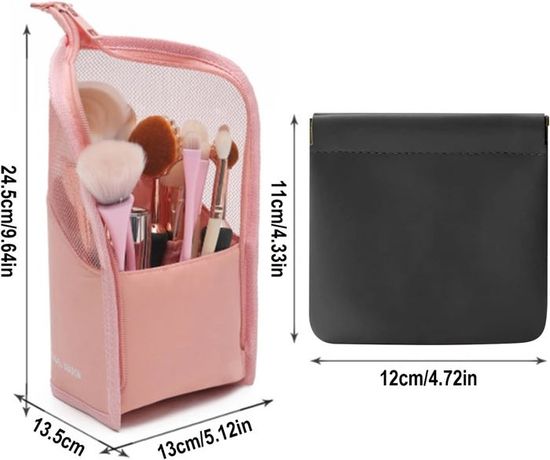 Porte-Pinceaux Maquillage En PU - Organisateur Cylindre Multifonction Portable Et Élégant