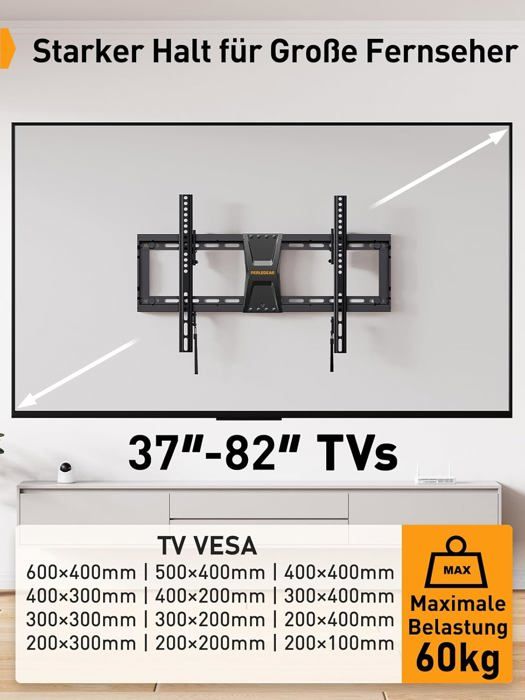 Support Inclinable Support Mural TV Inclinable pour téléviseurs de 37-82 Pouces Plasma ...