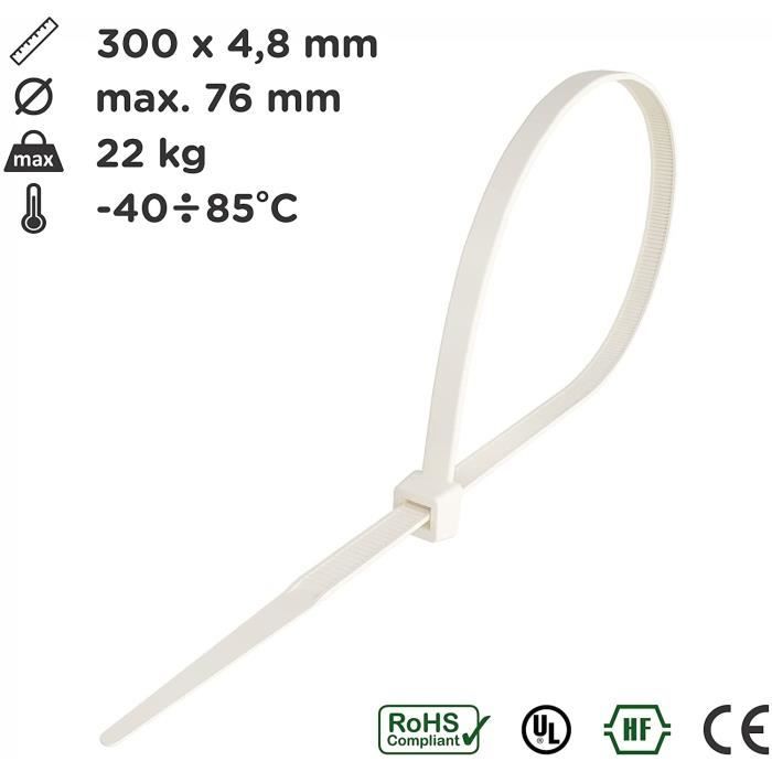 Smart collier serre-câble 4,8x300 mm naturel/noir 240 pièces