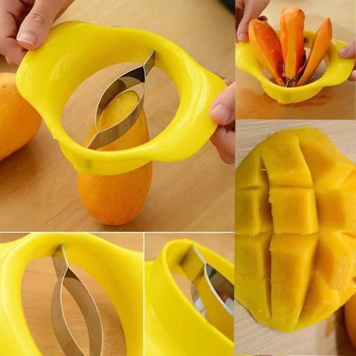 Decoupe fruit,Gadget de cuisine en acier inoxydable,séparateur de mangue,pomme,poire,pêche,coupe de fruits- lemon yellow[A] - Cdiscount Maison