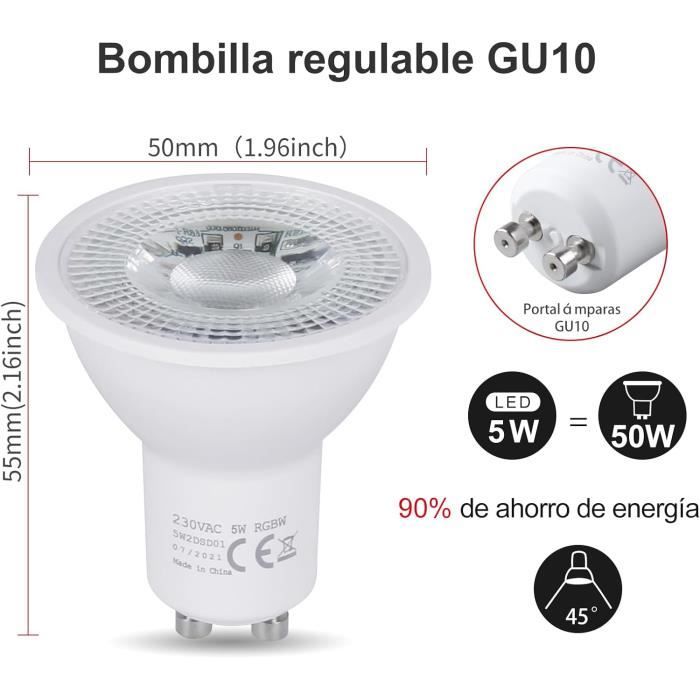 Ampoule LED GU10 Blanc Froid 5W,6000k RGB Dimmable Ampoule Couleur,Spot